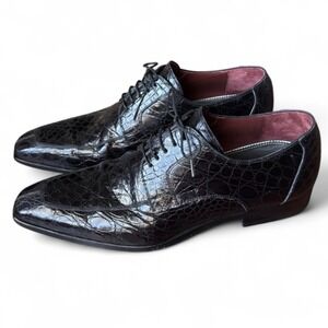 Magnanni Selección Pascual Genuine Crocodile Oxford Shoes‎ 8.5 M Black $2500